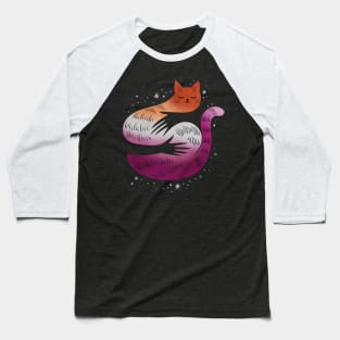 Lesbian Cat Hug LGBT Gay Pride Flag Baseball T-Shirt
